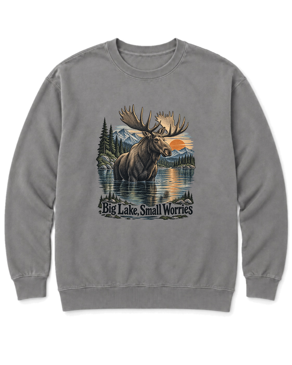 Big Lake, Small Worries Sweatshirt - Grey