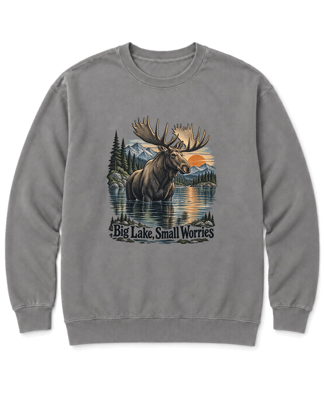 Big Lake, Small Worries Sweatshirt - Grey