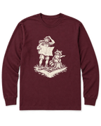 Upside-Down Map Long Sleeve Shirt - Maroon