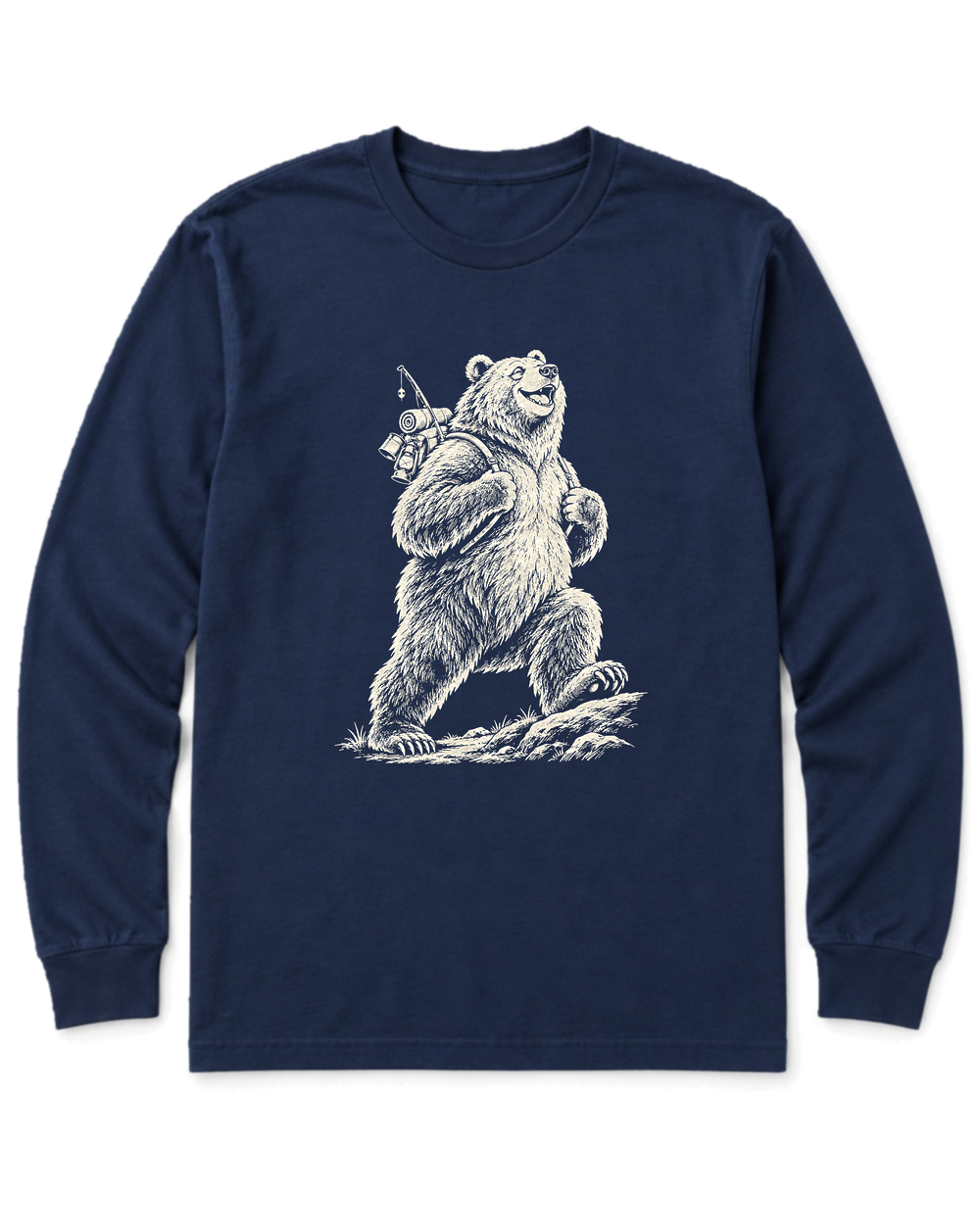 Tiny Backpack Grizzly Long Sleeve Shirt - Navy