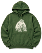 Bear in a Tiny Tent Hoodie - Military Green