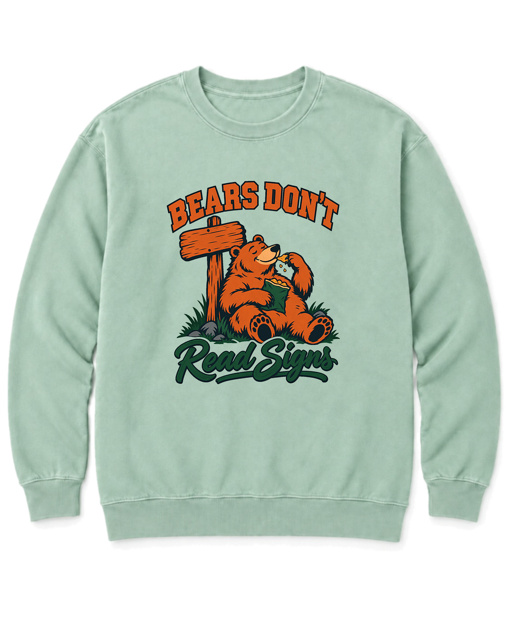 Bears Don't Read Signs Sweatshirt - Chalky Mint