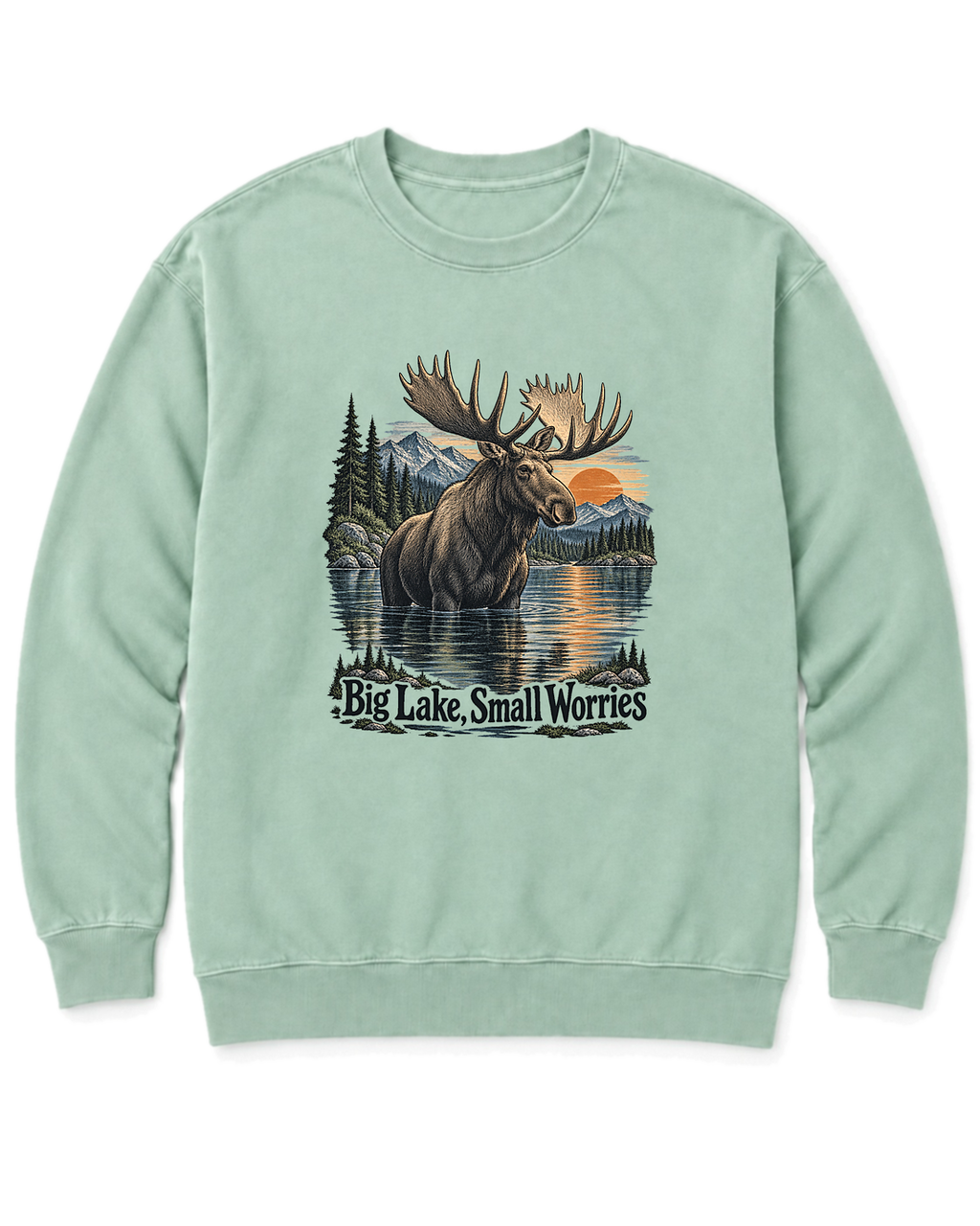 Big Lake, Small Worries Sweatshirt - Chalky Mint