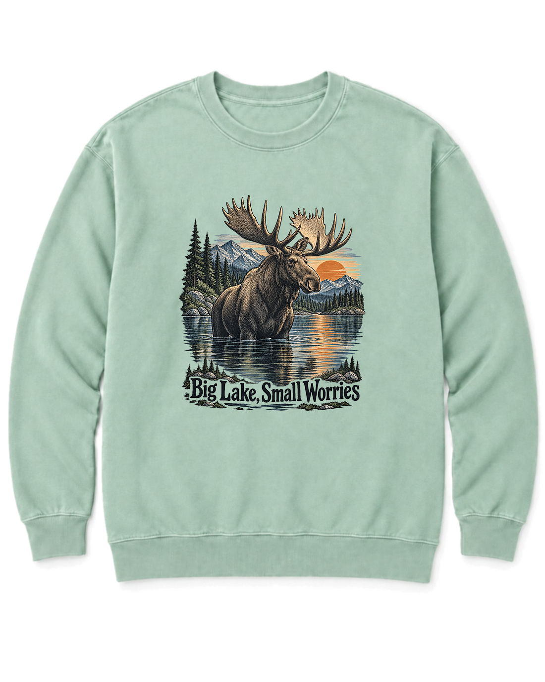 Big Lake, Small Worries Sweatshirt - Chalky Mint