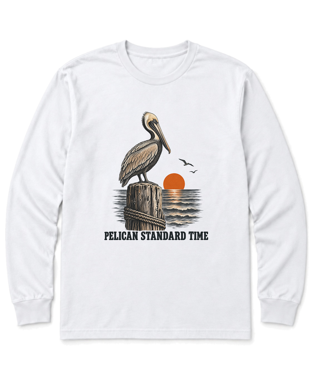 Pelican Standard Time Long Sleeve Shirt - White