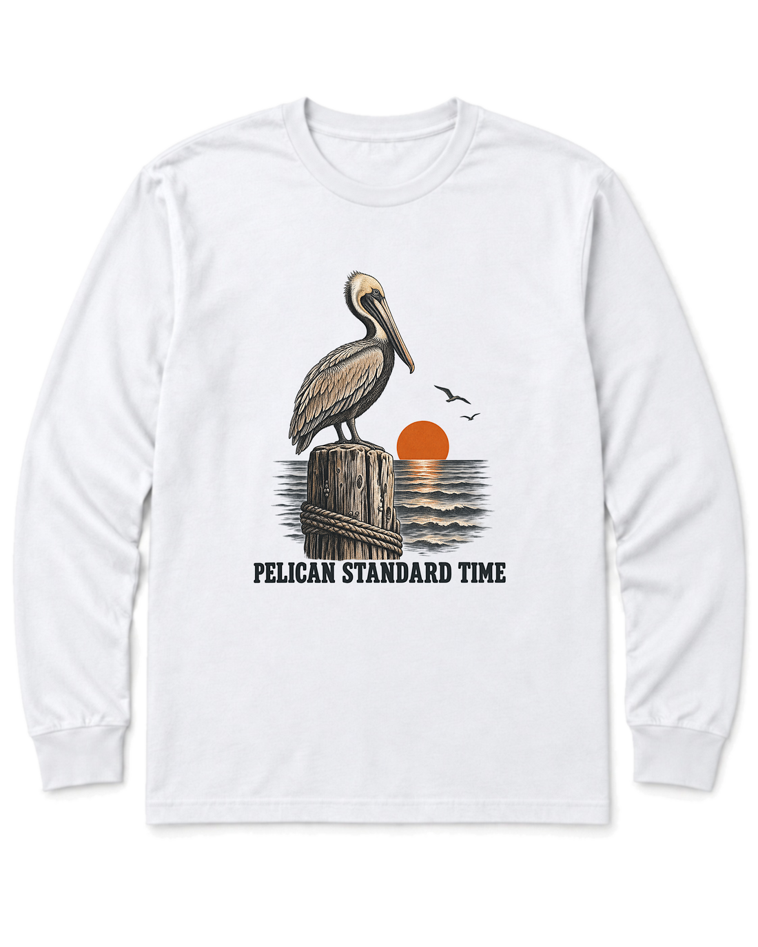 Pelican Standard Time Long Sleeve Shirt - White