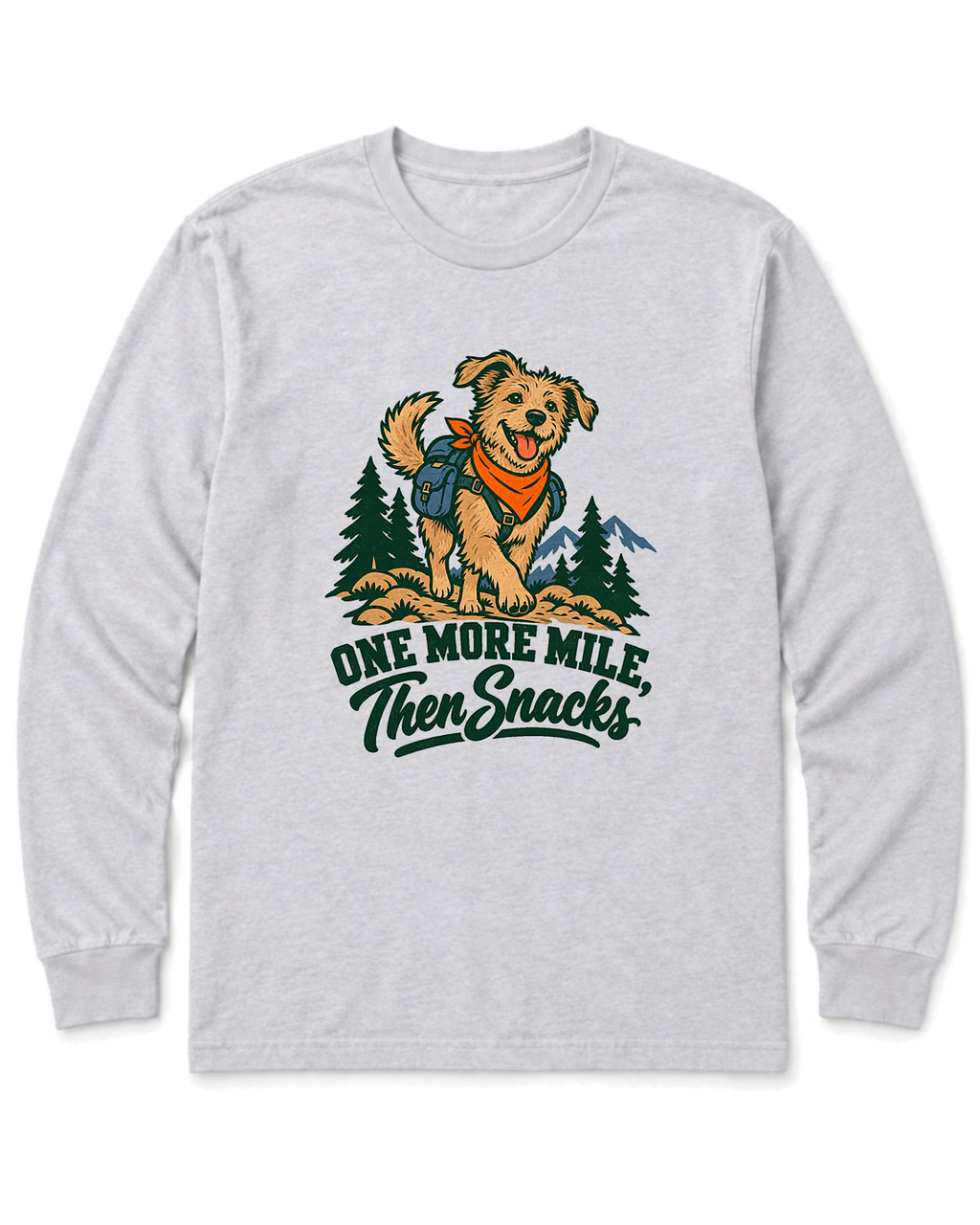 One More Mile, Then Snacks Long Sleeve Shirt - Ash