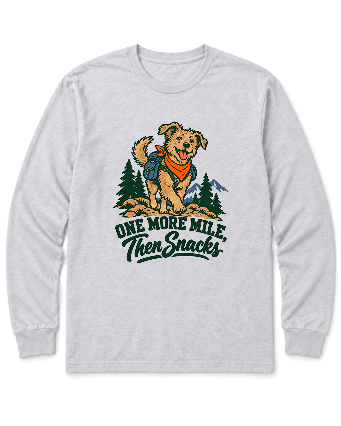 One More Mile, Then Snacks Long Sleeve Shirt - Ash