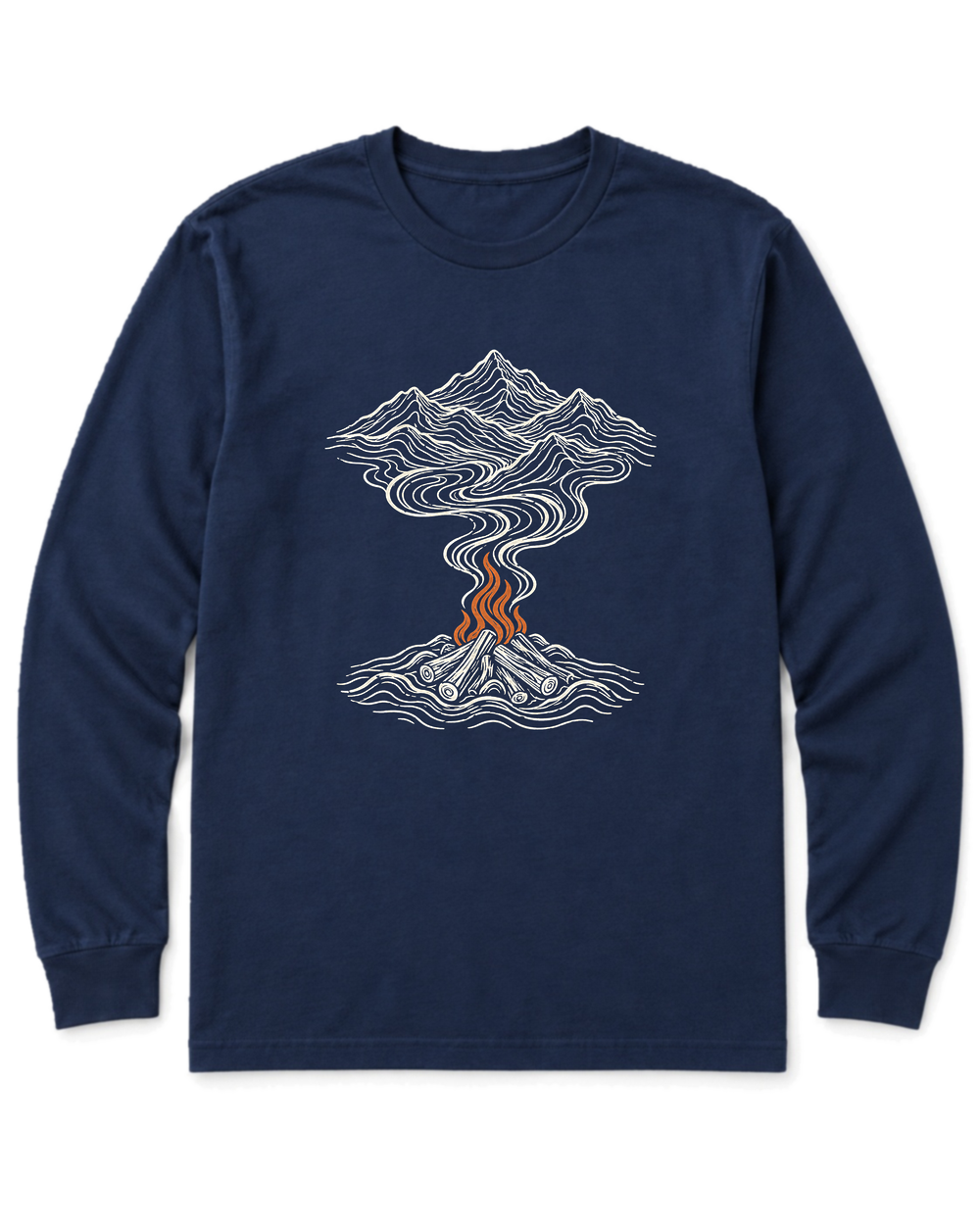 Campfire Smoke Long Sleeve Shirt - Navy