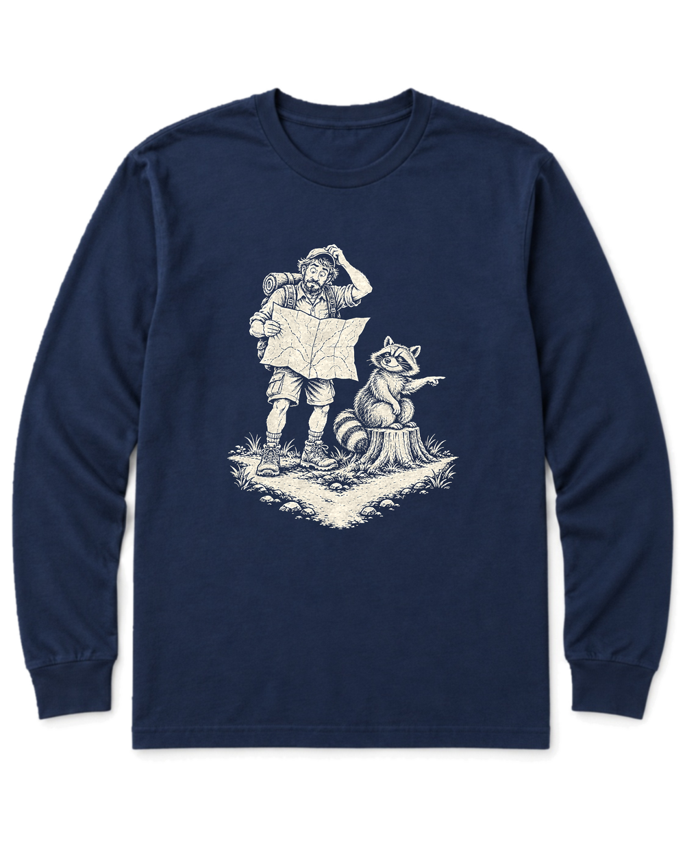 Upside-Down Map Long Sleeve Shirt - Navy
