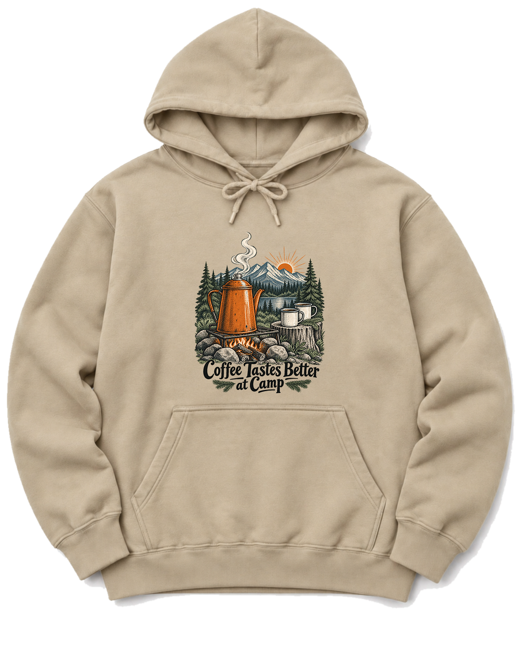 Coffee Tastes Better at Camp Hoodie - Sand