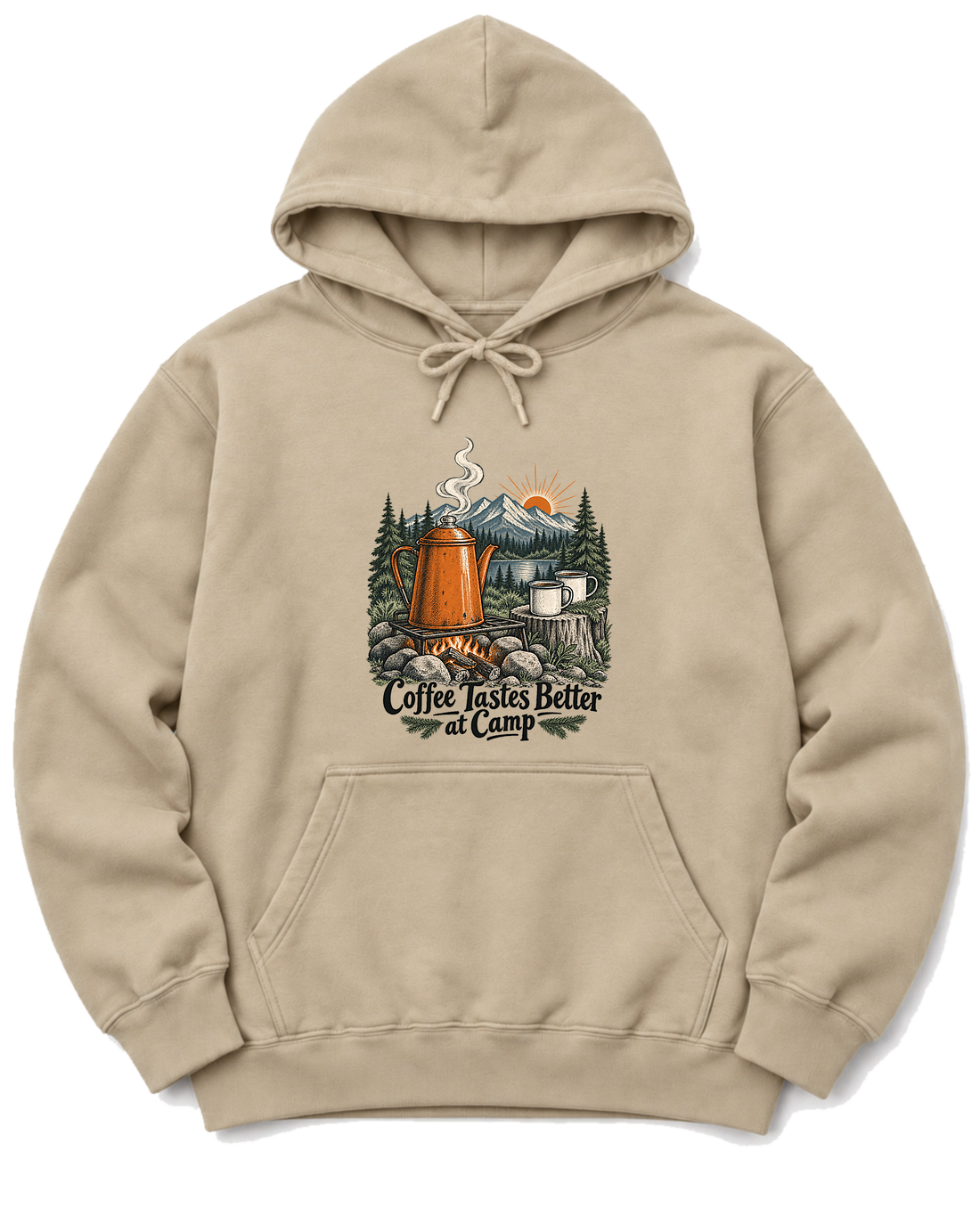 Coffee Tastes Better at Camp Hoodie - Sand