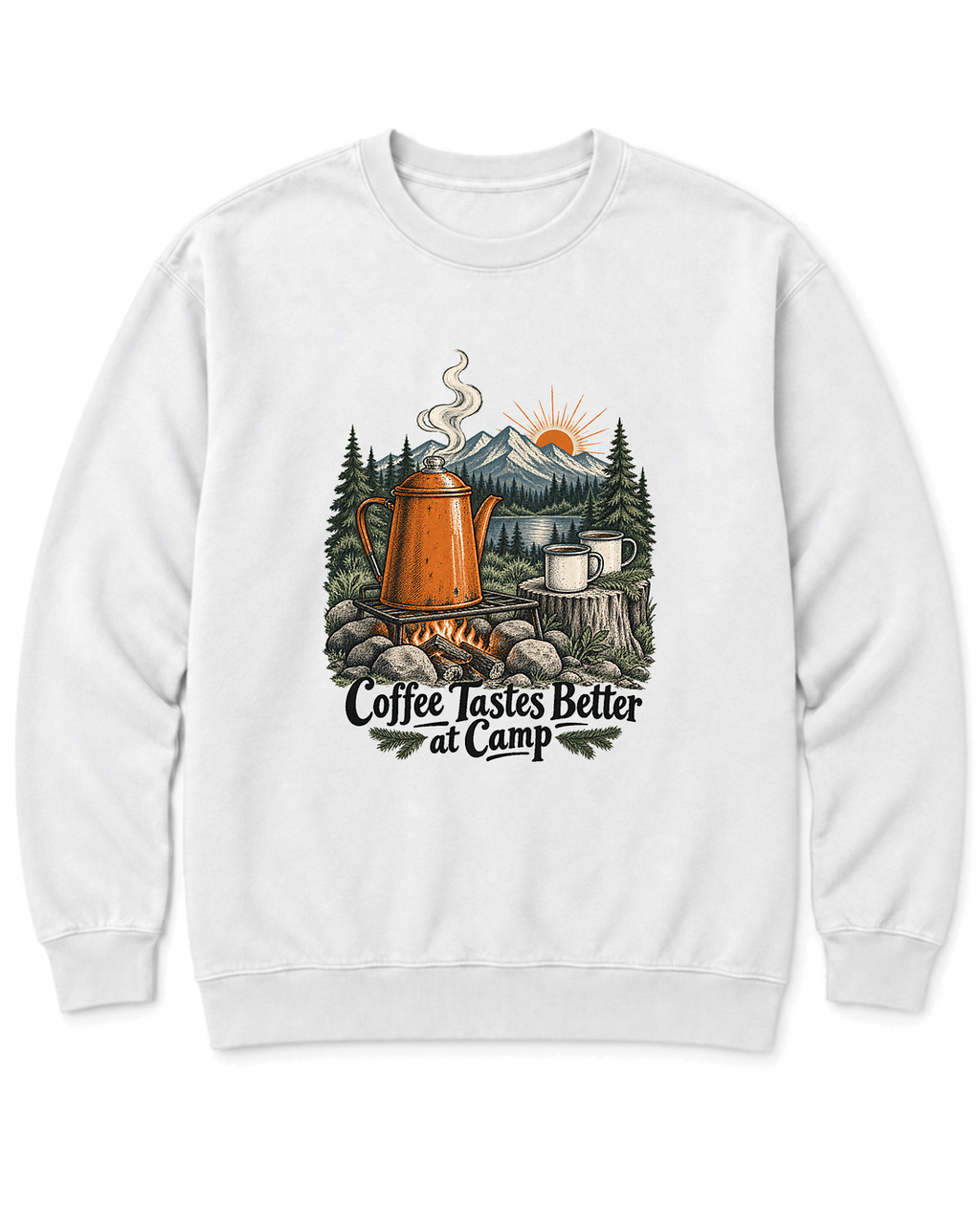 Coffee Tastes Better at Camp Sweatshirt - White