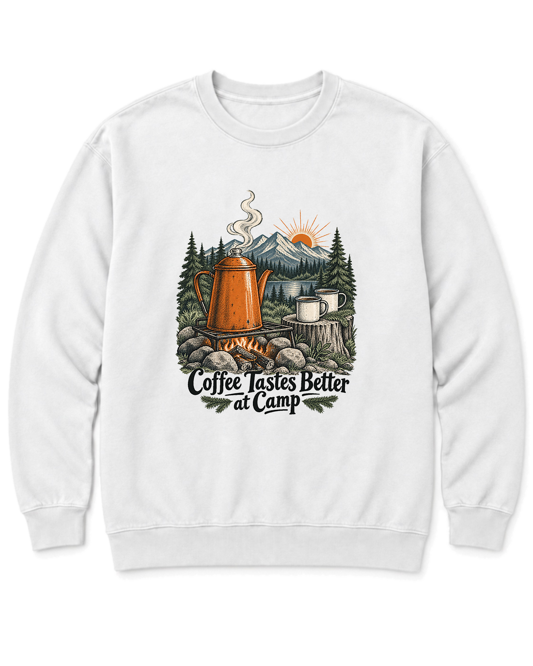 Coffee Tastes Better at Camp Sweatshirt - White