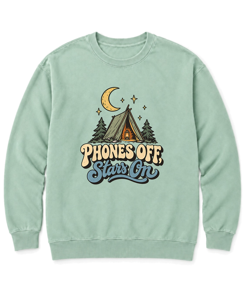 Phones Off, Stars On Sweatshirt - Chalky Mint