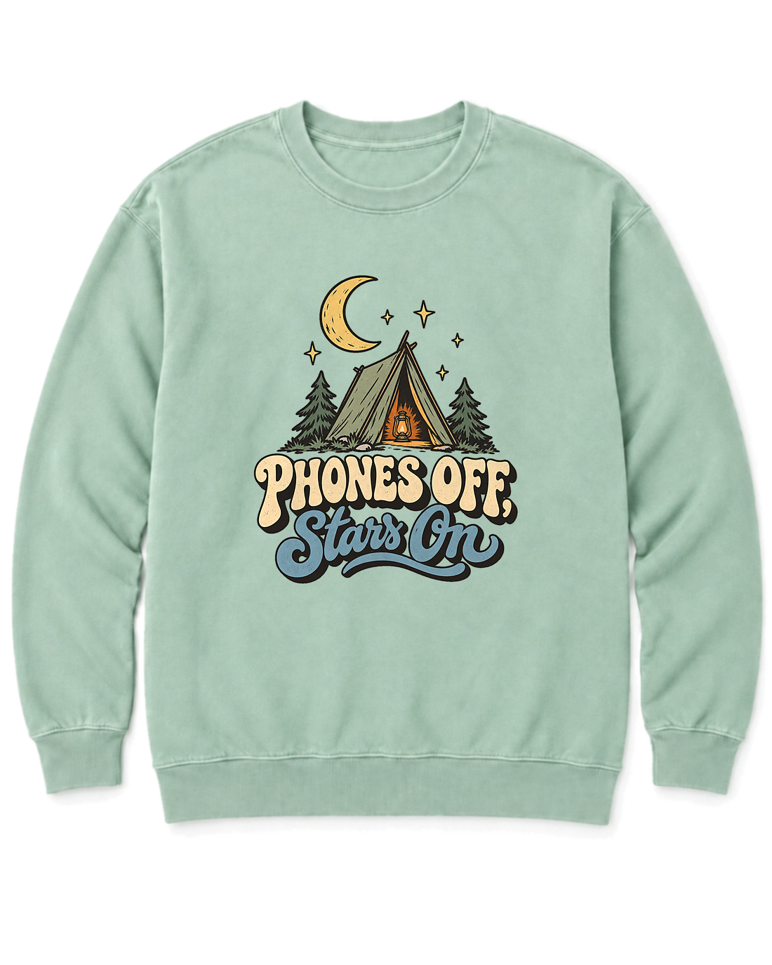 Phones Off, Stars On Sweatshirt - Chalky Mint