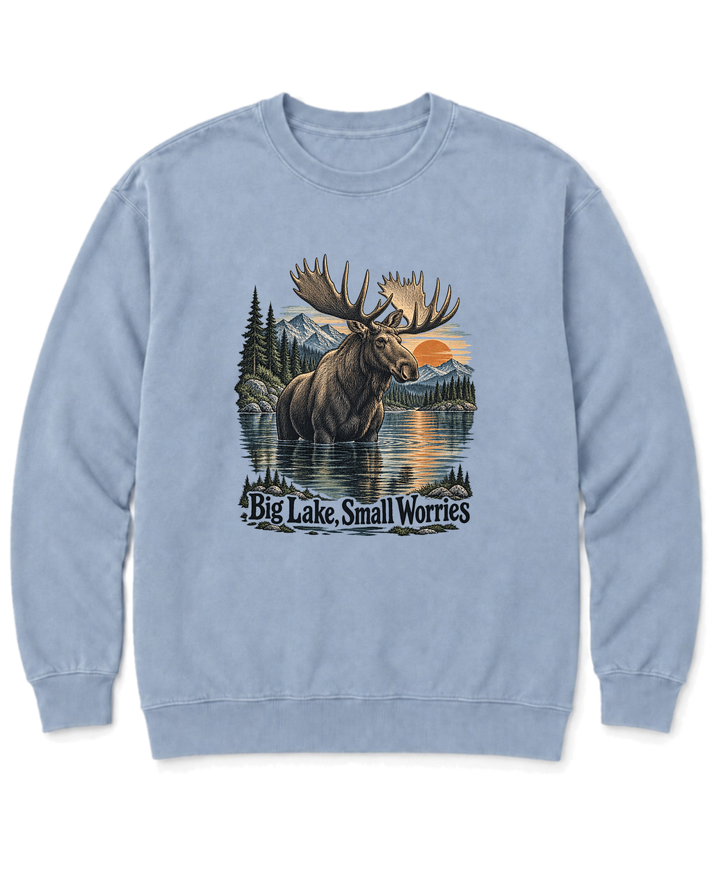 Big Lake, Small Worries Sweatshirt - Chambray