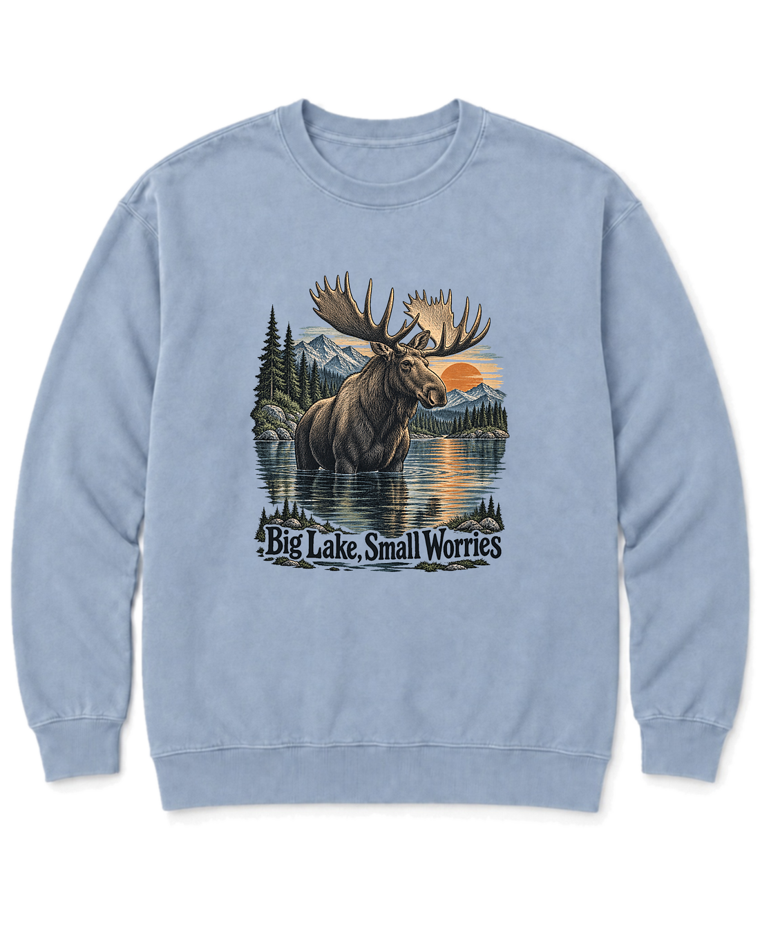 Big Lake, Small Worries Sweatshirt - Chambray