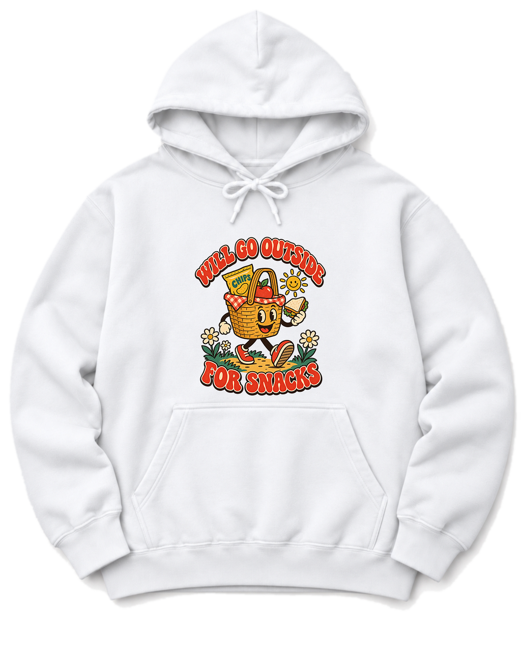 Will Go Outside for Snacks Hoodie - White