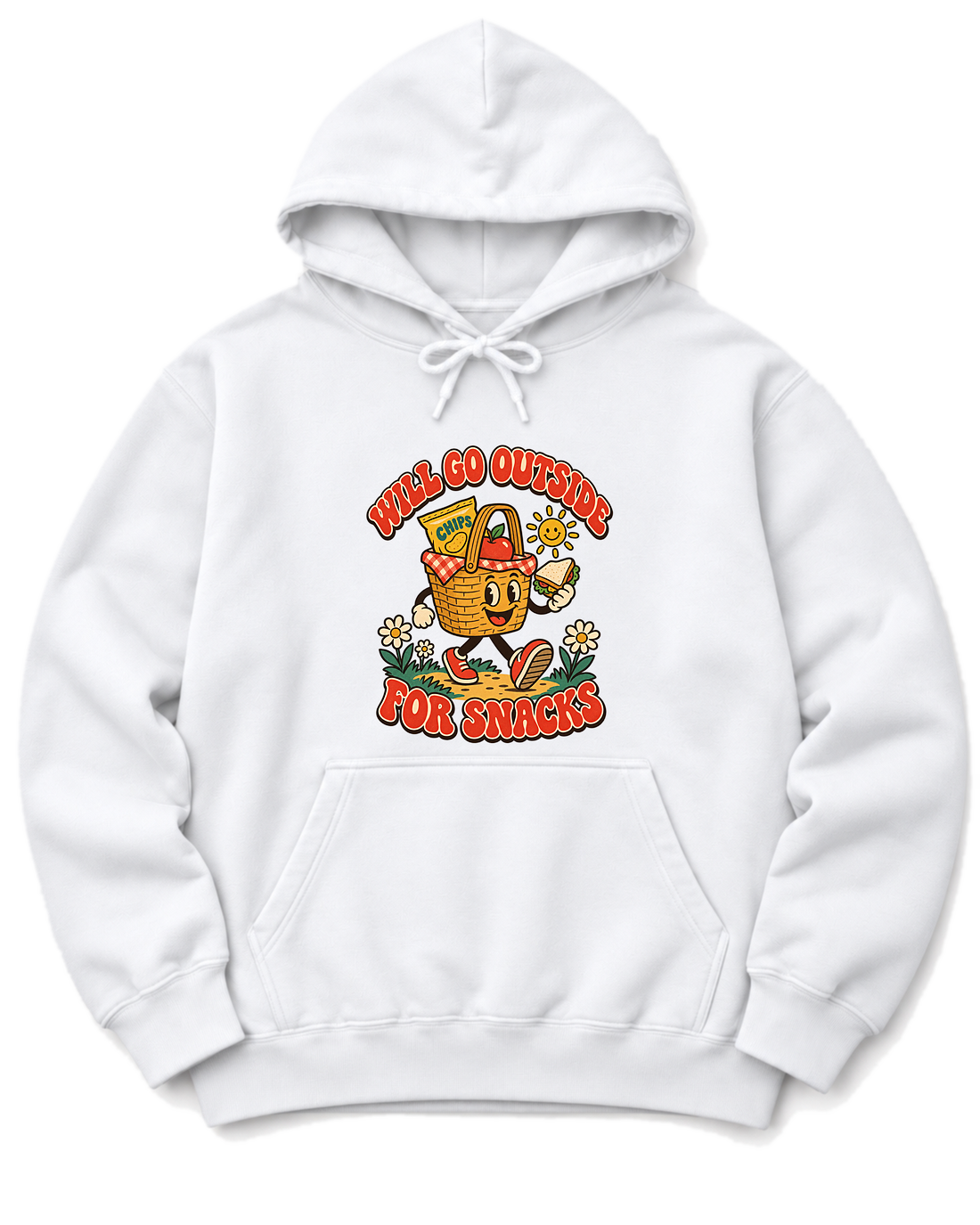 Will Go Outside for Snacks Hoodie - White