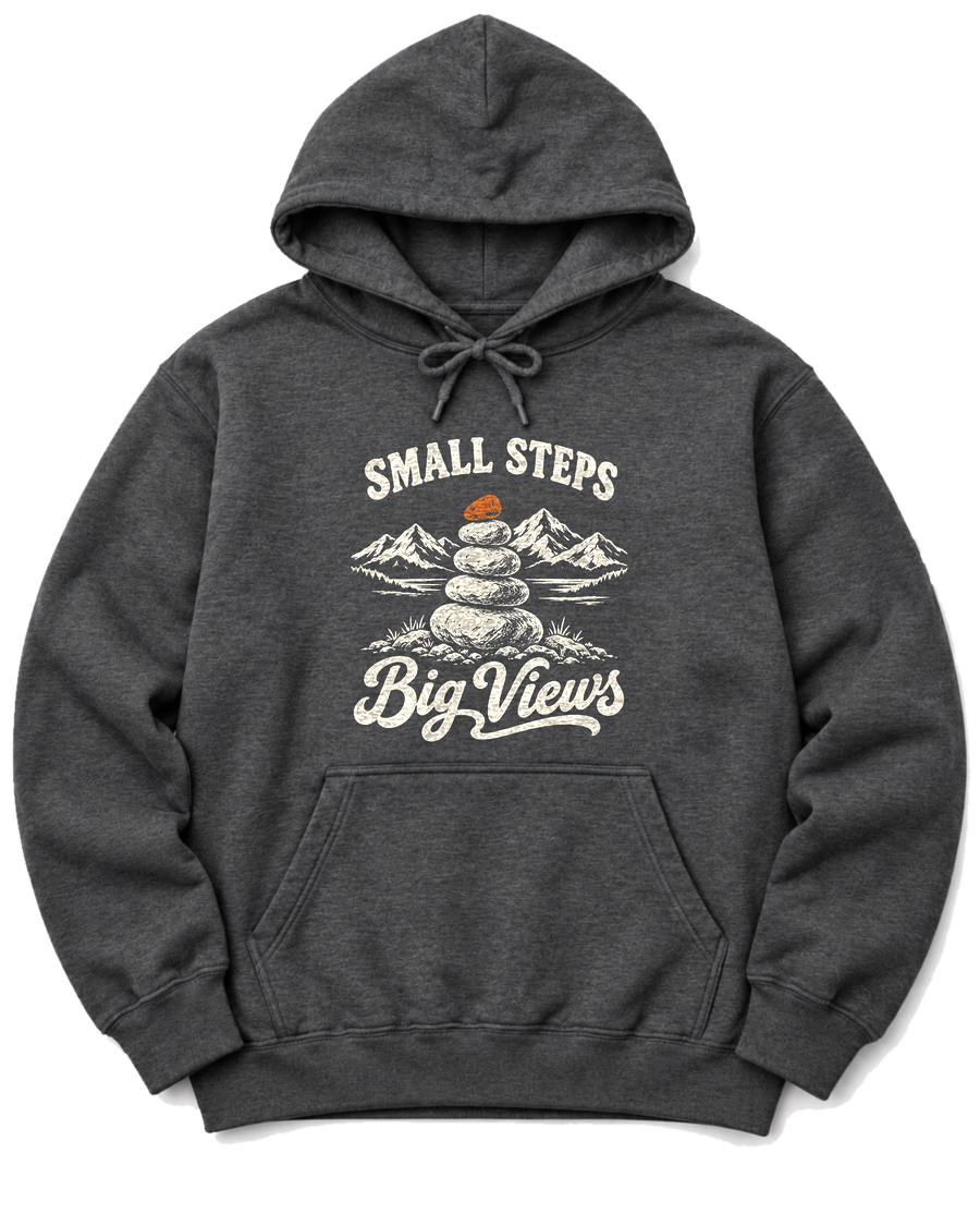 Small Steps, Big Views Hoodie - Dark Heather
