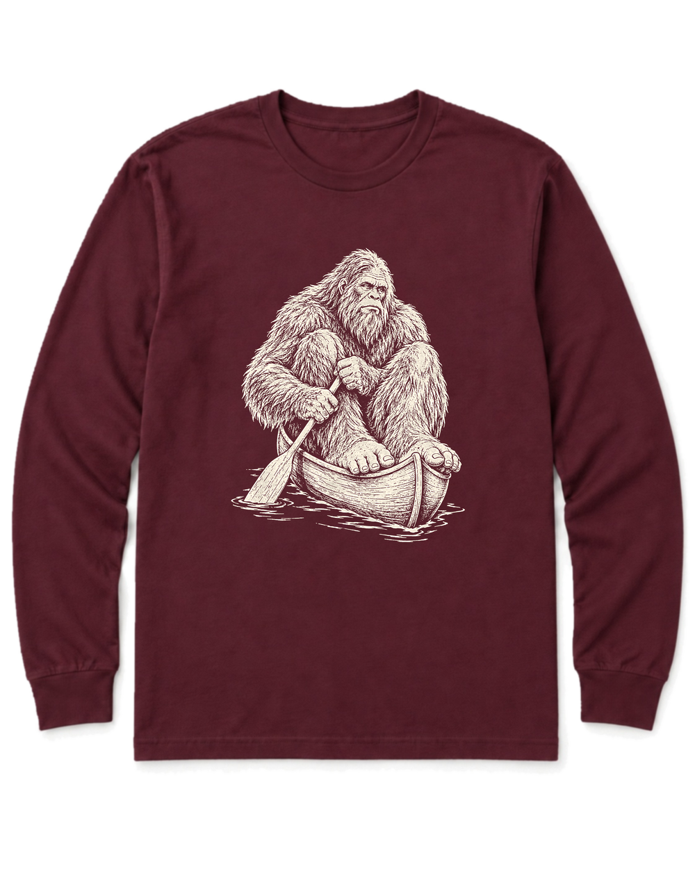 Bigfoot Canoe Long Sleeve Shirt - Maroon