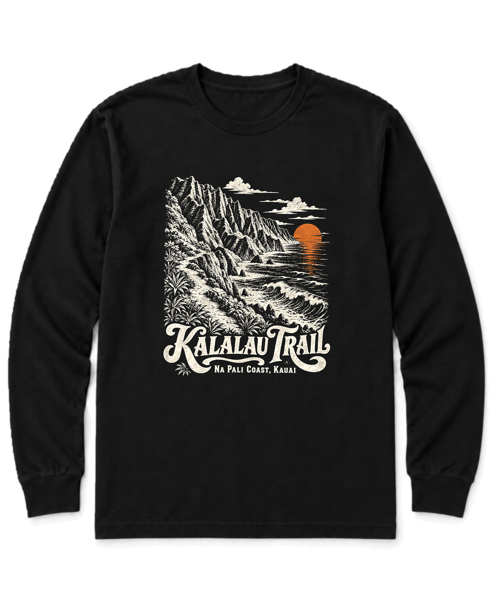 Kalalau Trail Long Sleeve Shirt - Black