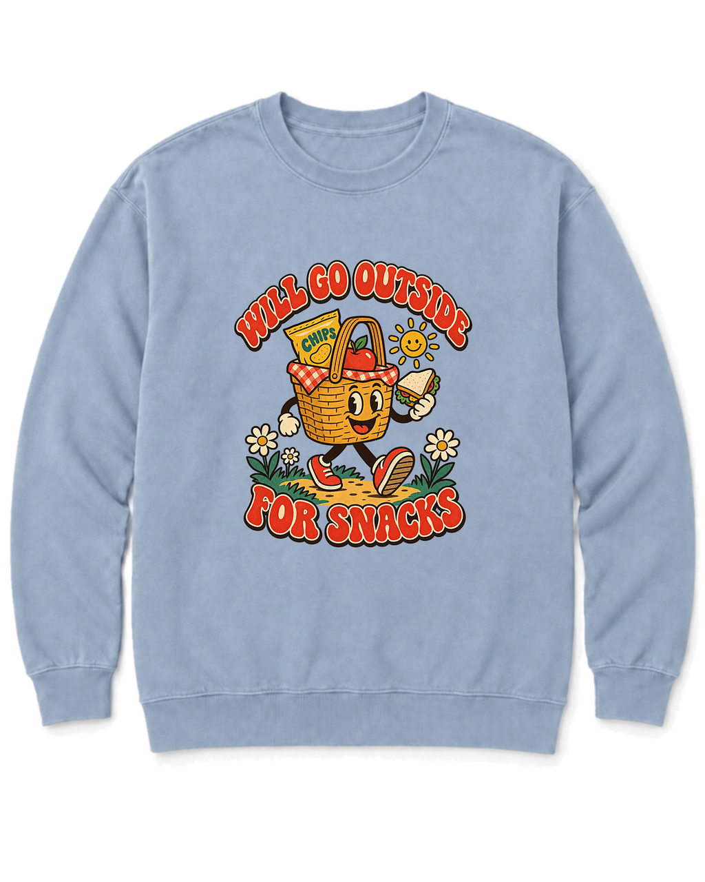 Will Go Outside for Snacks Sweatshirt - Chambray