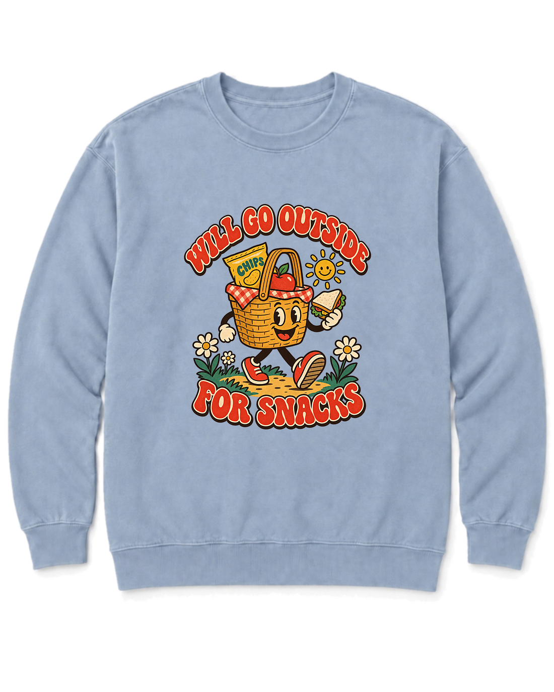 Will Go Outside for Snacks Sweatshirt - Chambray