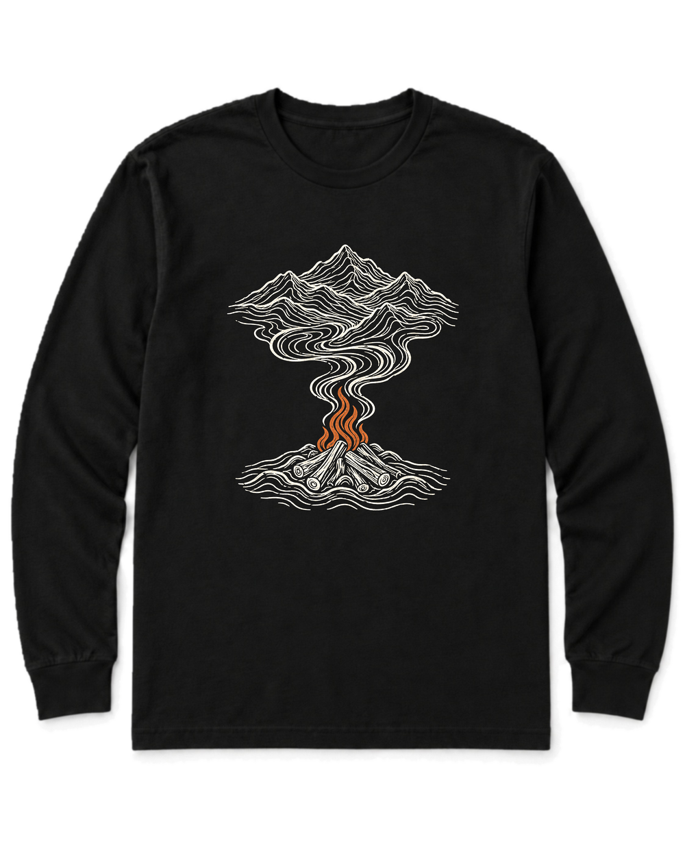 Campfire Smoke Long Sleeve Shirt - Black