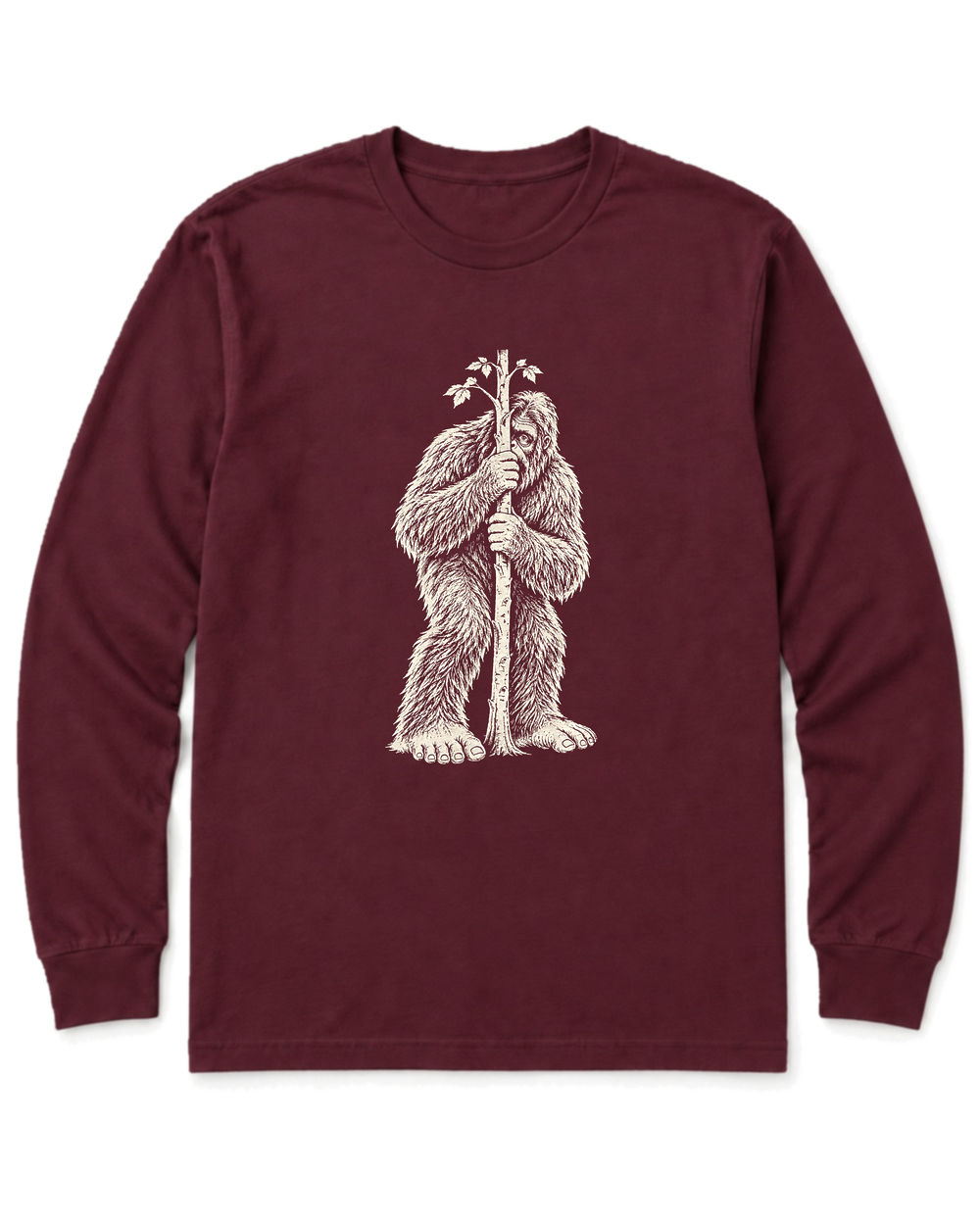 Bigfoot Hide and Seek Long Sleeve Shirt - Maroon