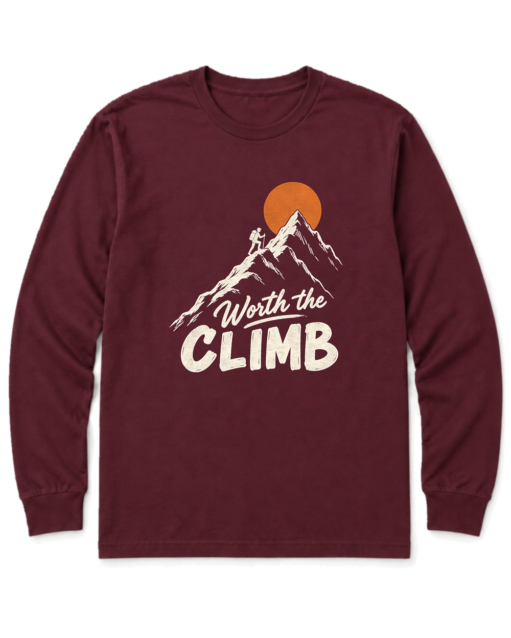 Worth the Climb Long Sleeve Shirt - Maroon