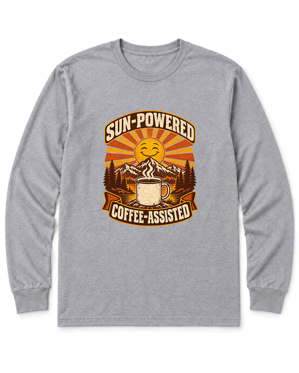 Sun-Powered, Coffee-Assisted Long Sleeve Shirt - Sport Grey