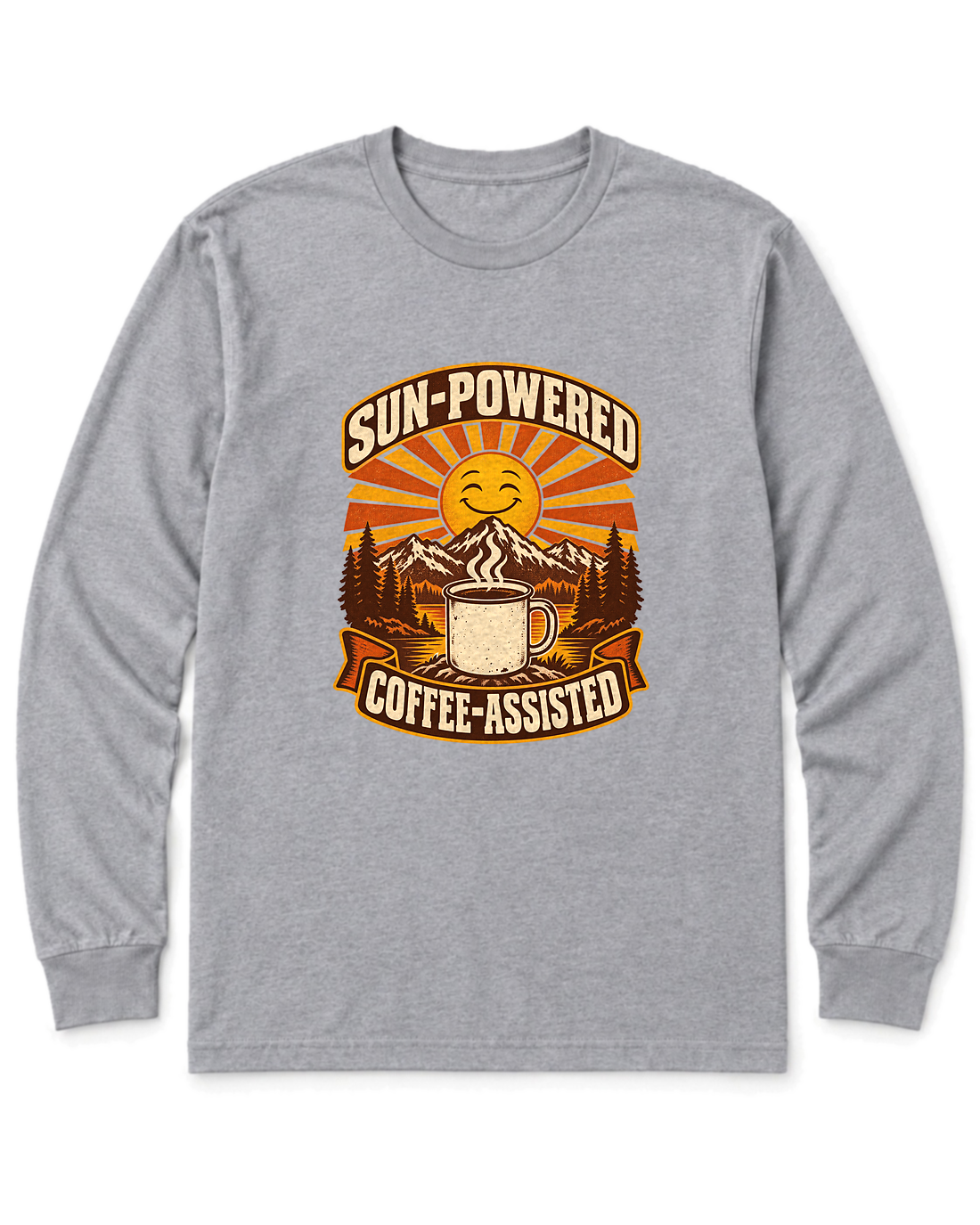 Sun-Powered, Coffee-Assisted Long Sleeve Shirt - Sport Grey