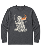 Gone Fishing Grizzly Long Sleeve Shirt - Dark Heather