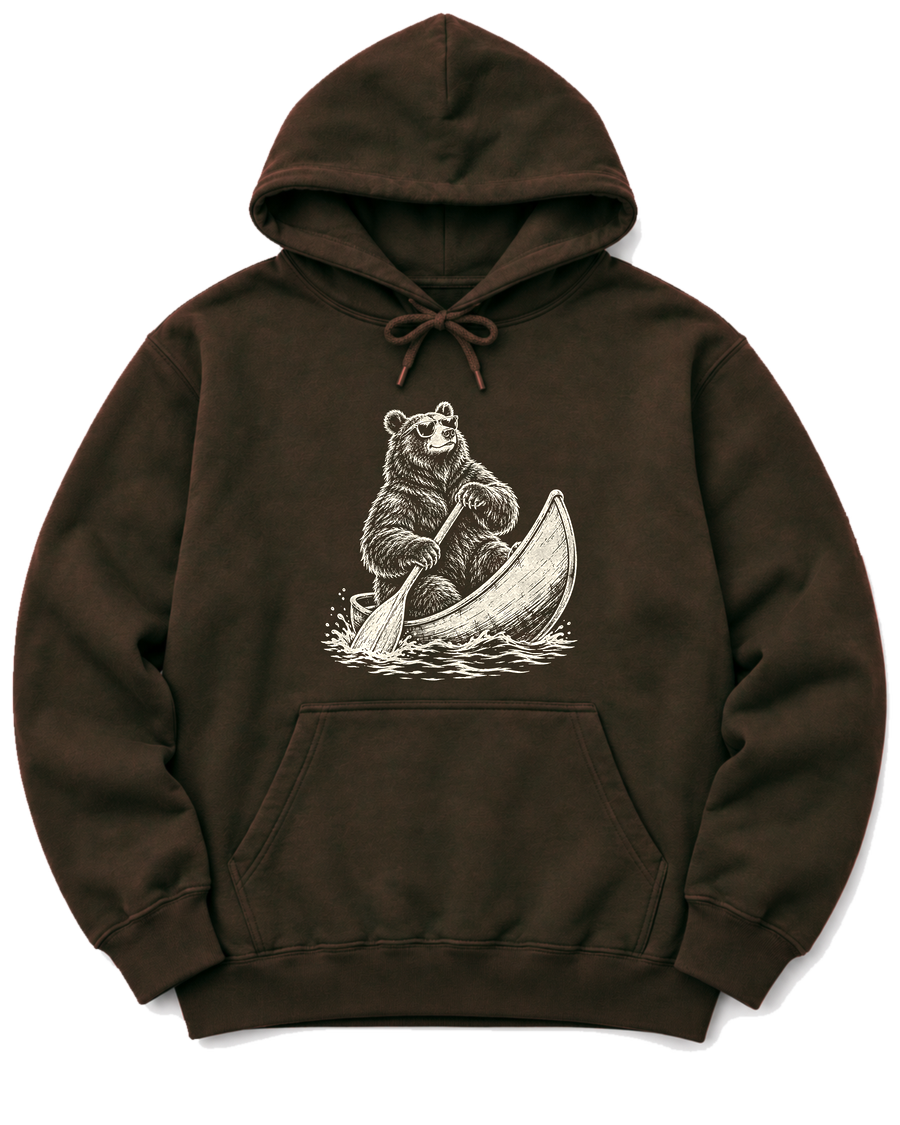 Bear in a Canoe Hoodie - Dark Chocolate