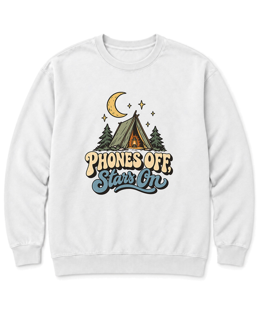 Phones Off, Stars On Sweatshirt - White