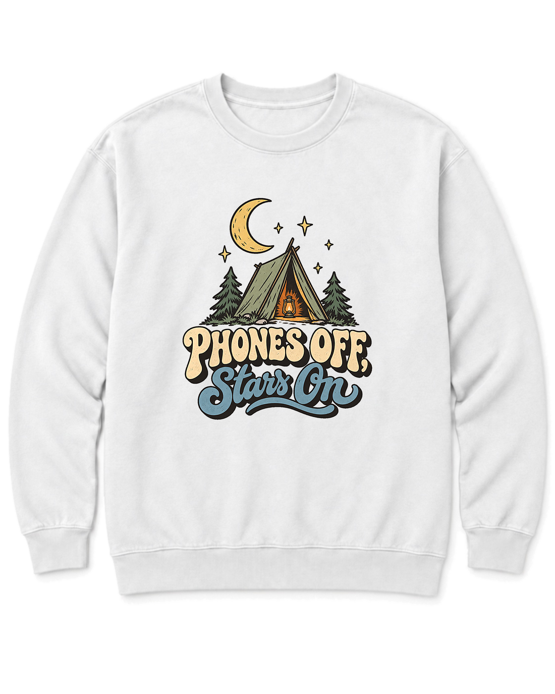 Phones Off, Stars On Sweatshirt - White