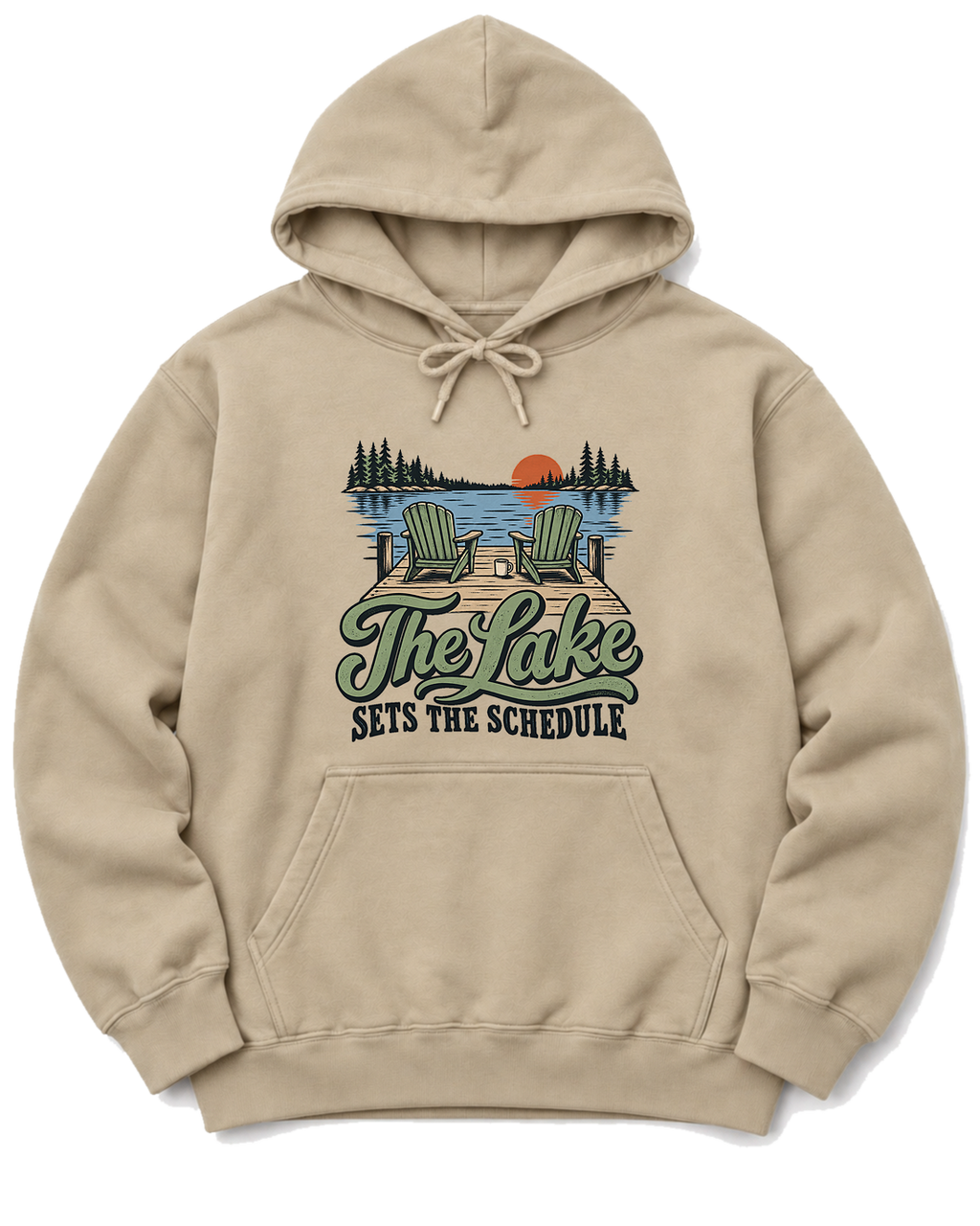 The Lake Sets the Schedule Hoodie - Sand