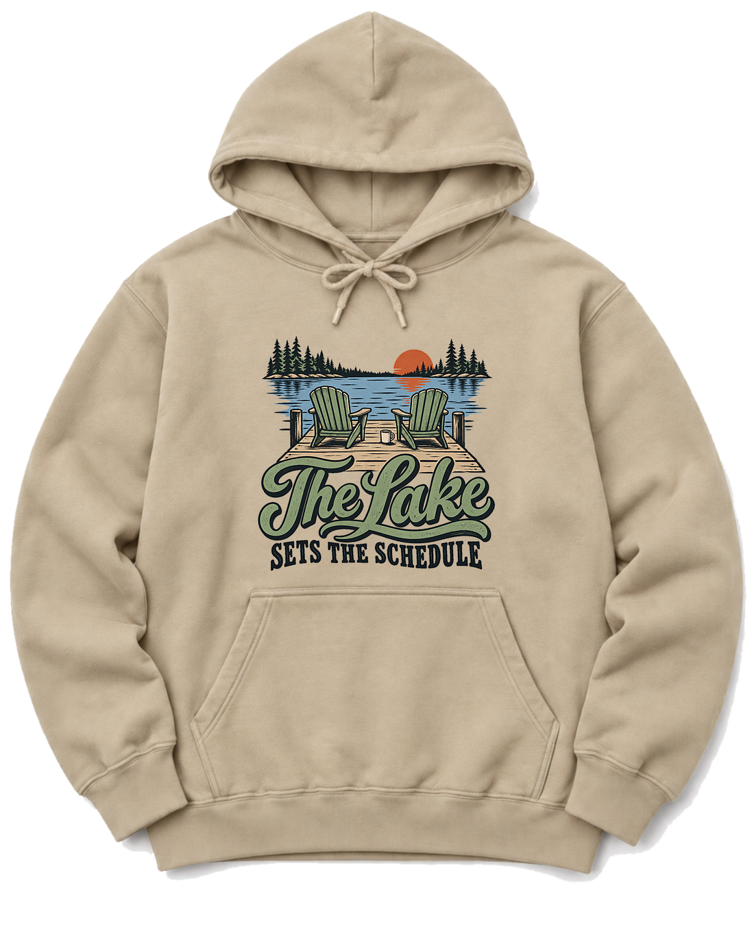 The Lake Sets the Schedule Hoodie - Sand