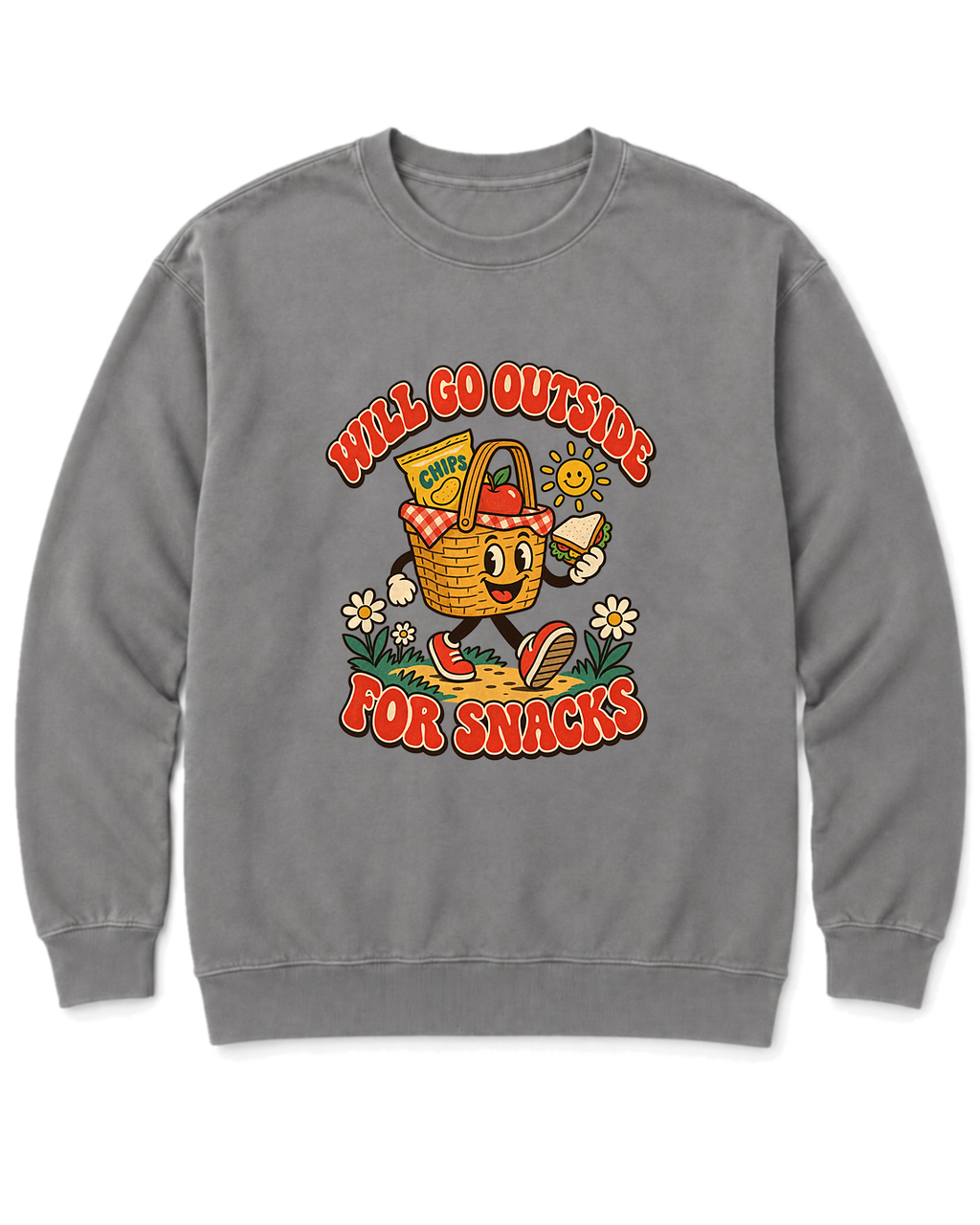 Will Go Outside for Snacks Sweatshirt - Grey