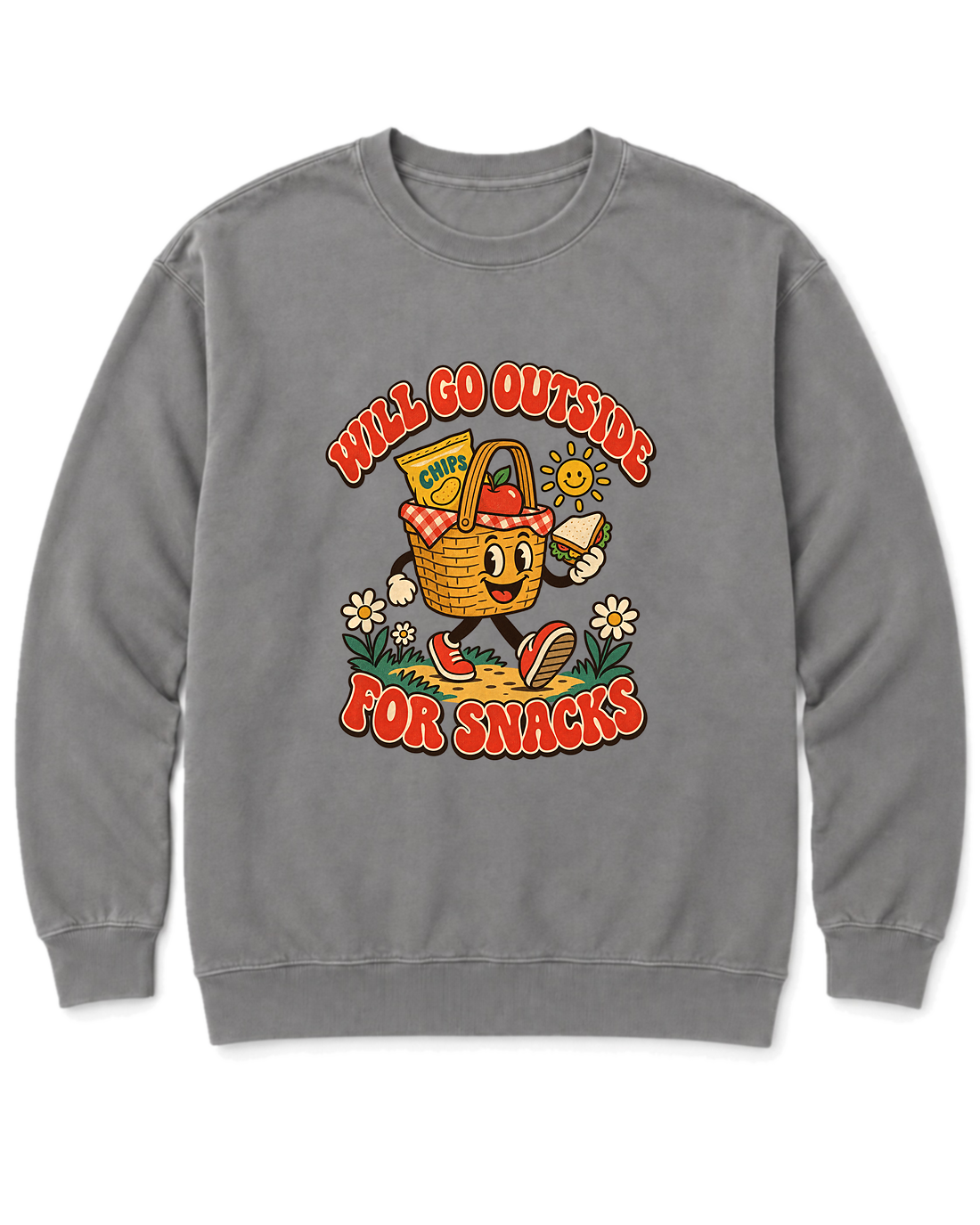 Will Go Outside for Snacks Sweatshirt - Grey