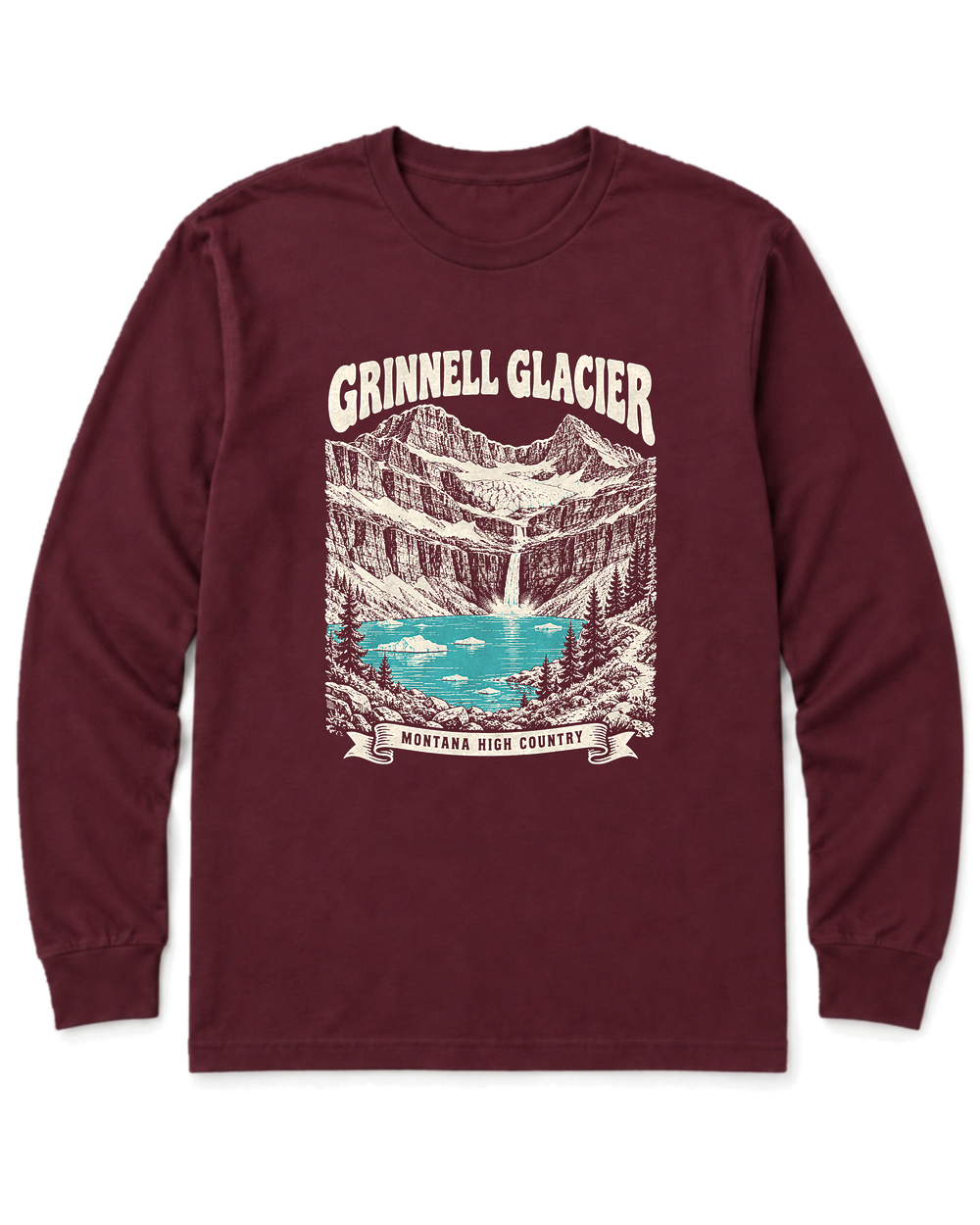 Grinnell Glacier Long Sleeve Shirt - Maroon