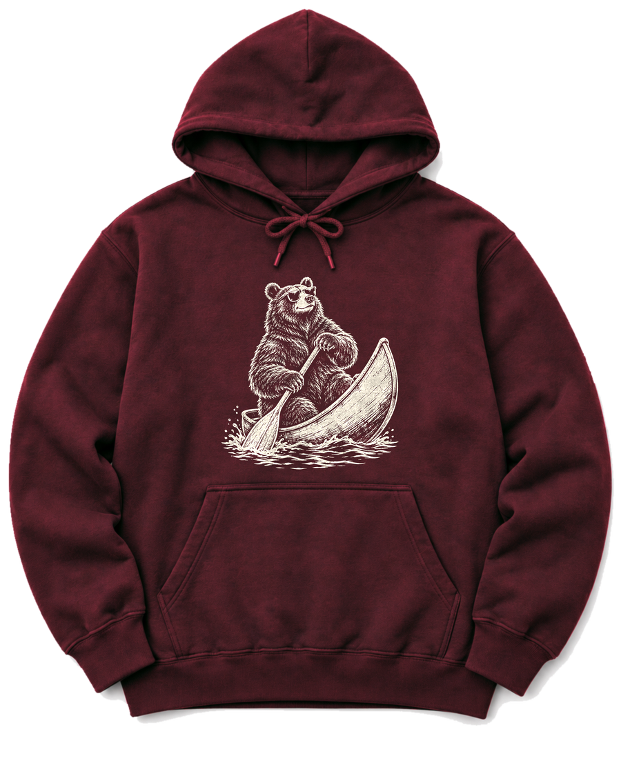 Bear in a Canoe Hoodie - Maroon