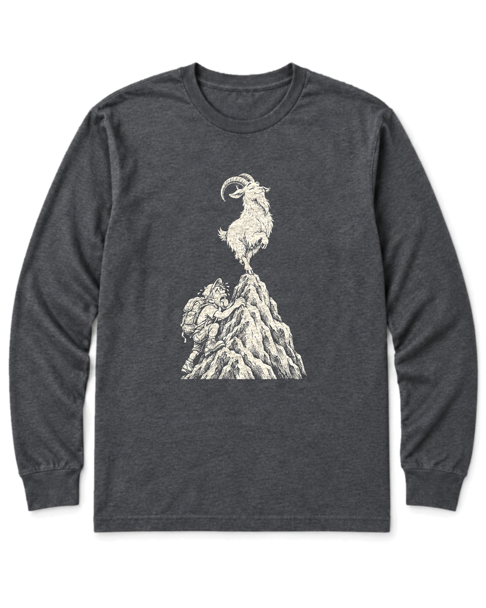 Show-Off Mountain Goat Long Sleeve Shirt - Dark Heather