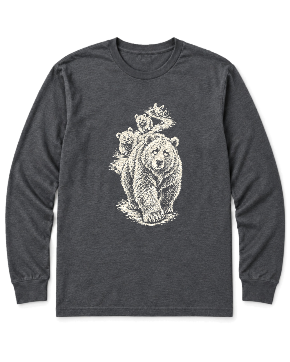 Mama Bear Hike Long Sleeve Shirt - Dark Heather