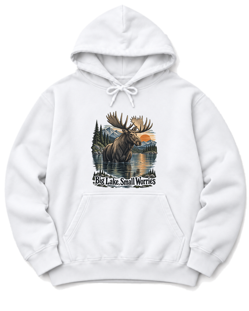 Big Lake, Small Worries Hoodie - White