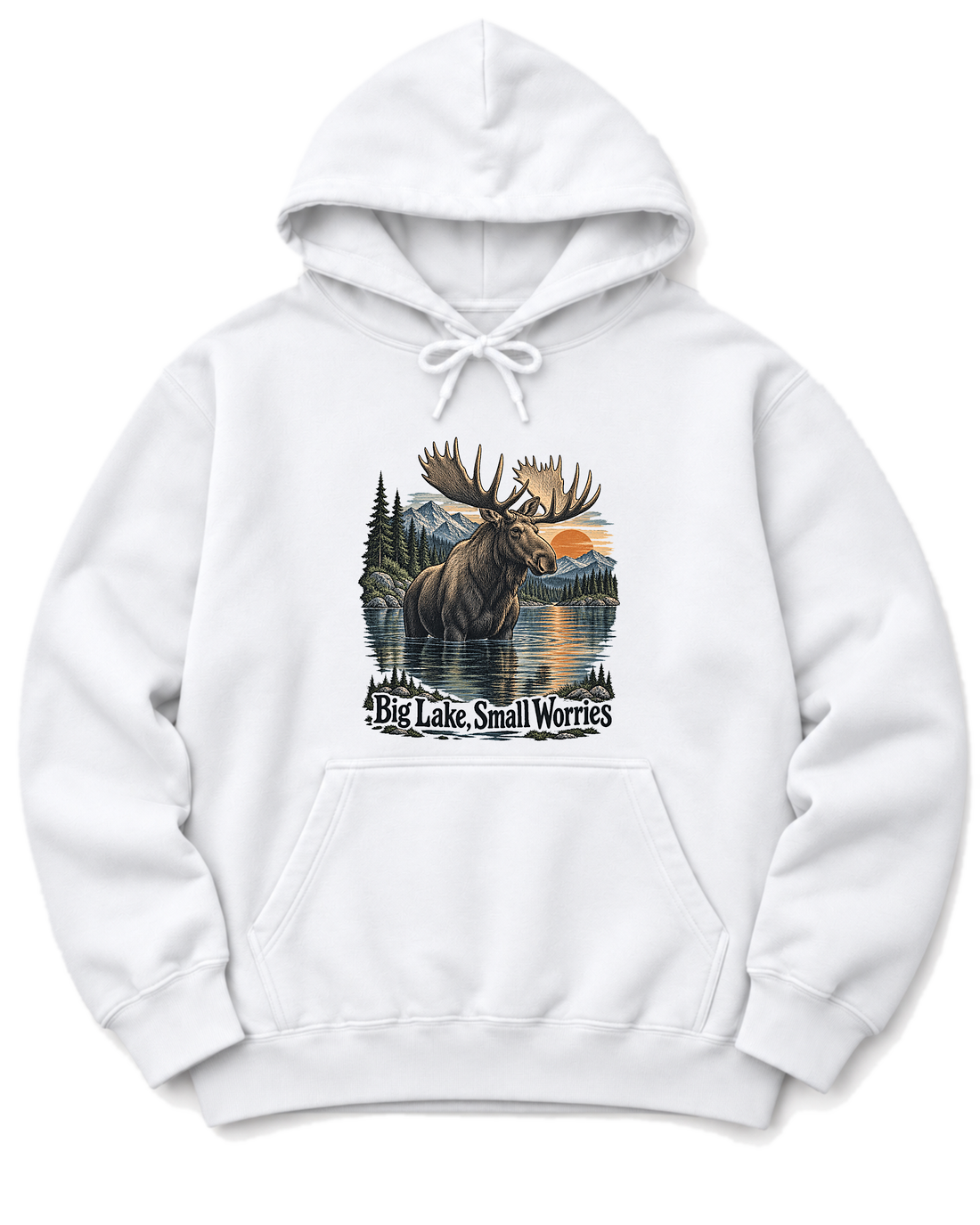 Big Lake, Small Worries Hoodie - White