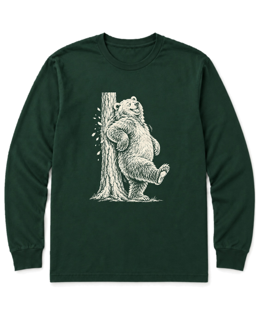 Back Scratch Bear Long Sleeve Shirt - Forest Green