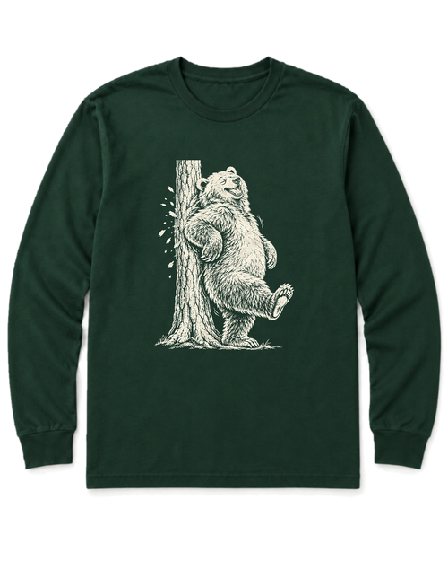 Back Scratch Bear Long Sleeve Shirt - Forest Green
